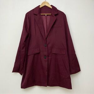 Long Maroon Blazer Jacket